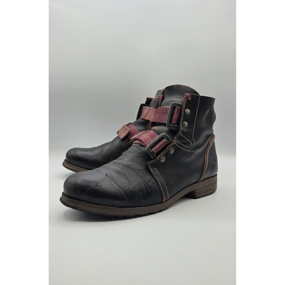Fly London Shoes - Fly London Black Leather Double Buckle Ankle Boots Made in Portugal Size 42